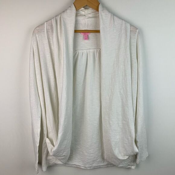 Lilly Pulitzer women’s white Leslie open Drapey cardigan pockets size small - Picture 1 of 6